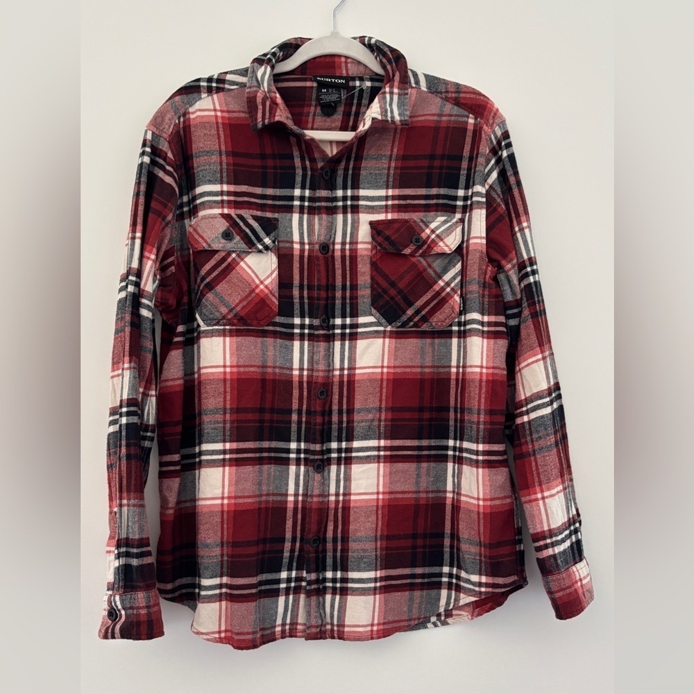 Burton Flannel Button Down Red White Black Plaid Layering Grunge Gorpcore Men M